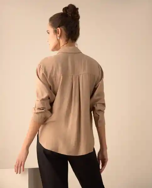 Camisa Café Barro Medio Talla L 411G014 Espirit
