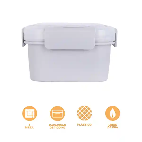 Contenedor Almuerzo 2 Compartimentos Gris 1100 mL Serie Miniso