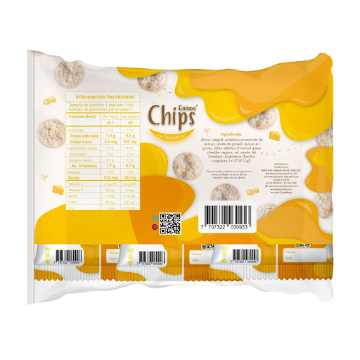 Chips Quinoa Club Conproteína Sabor Queso Paquete