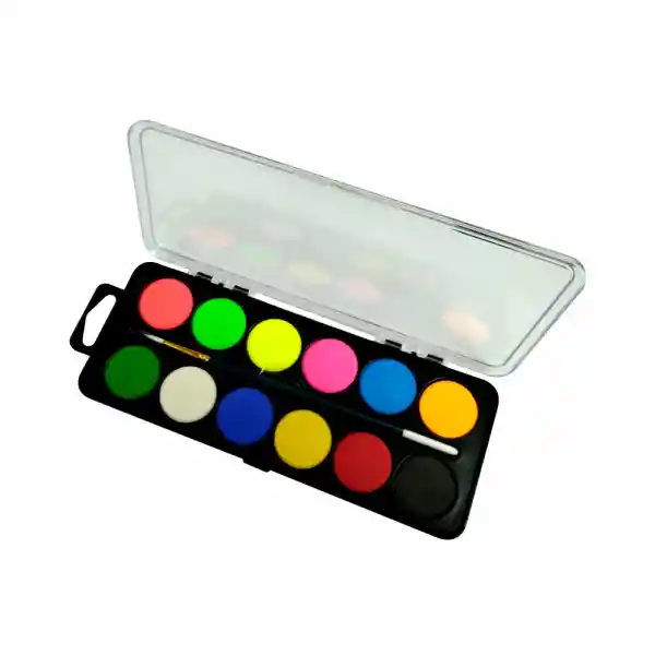 Tiziano Pintura Acuarela en Pasta 12 Colores Flúor + Pincel