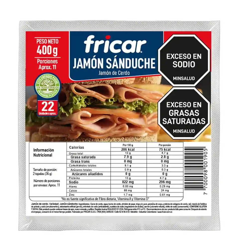 Jamon Fricar (400 Gr)