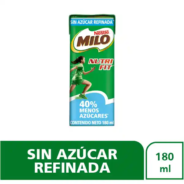 Leche achocolatada con malta MILO NUTRIFIT menos azucares* en cajita x 180ml