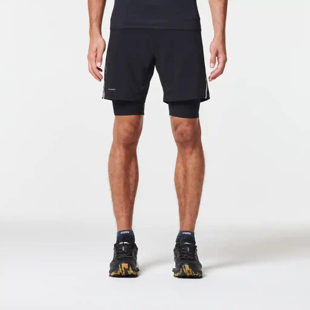 Pantaloneta de Running Con Licra Para Hombre Evadict - Negro