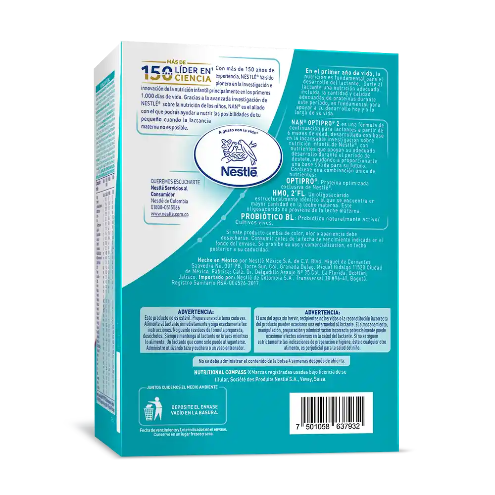 Fórmula infantil NAN OPTIPRO 2 x 1400g