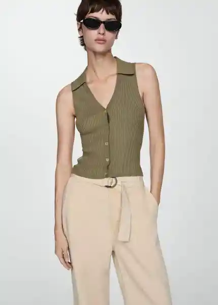 Top Ali Khaki Talla M Mujer Mango