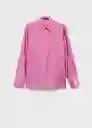 Camisa Contra Rosa Talla L Mujer Mango