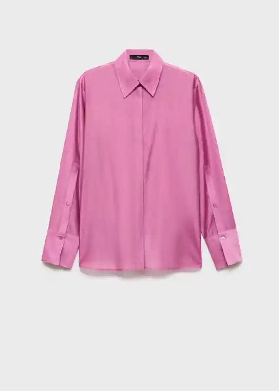 Camisa Contra Rosa Talla L Mujer Mango