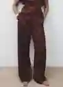 Pantalón Flor Chocolate Talla 42 Mujer Mango