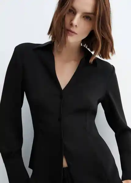 Camisa Ochi Negro Talla 28 Mujer Mango