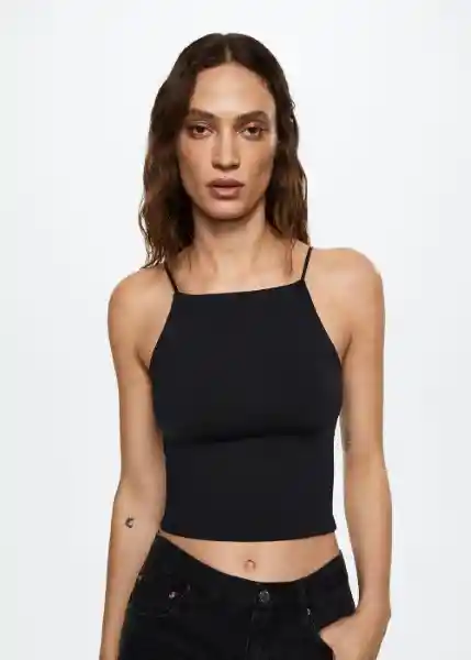 Top Hugo Negro Talla M Mujer Mango