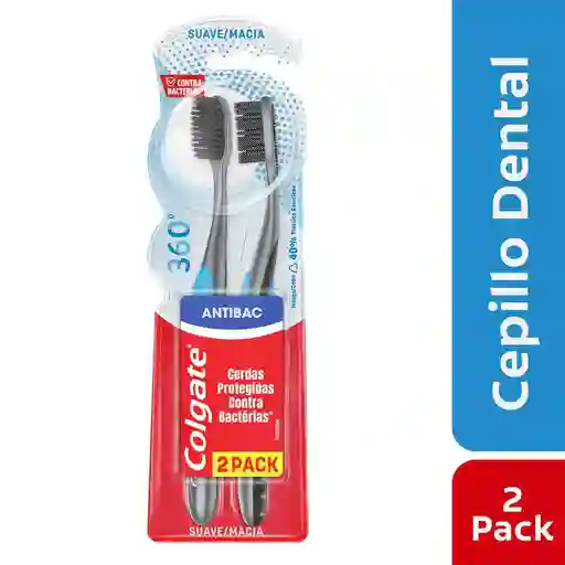 Cepillo de Dientes Suave Colgate 360 Carbon x 2und