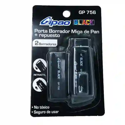Porta Borrador Con Repuesto Negro Gipao