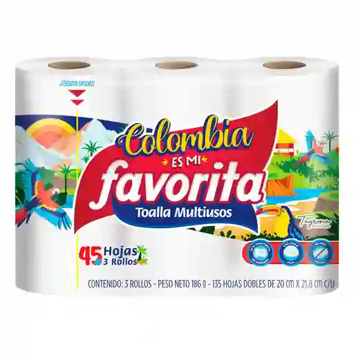 Toalla Favorita Multiusos Rollo 20 Cm X 20 Cm