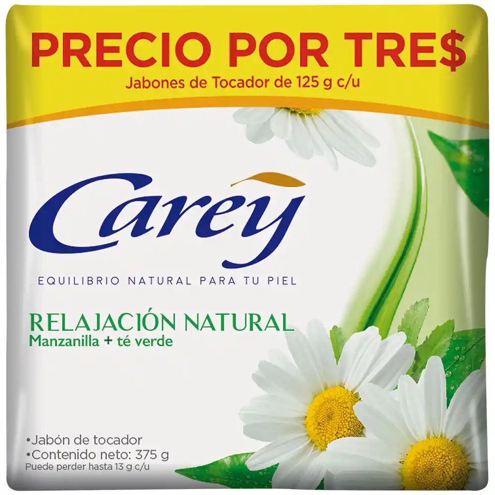 Carey Jabón de Tocador Relajación Natural Manzanilla y Té Verde