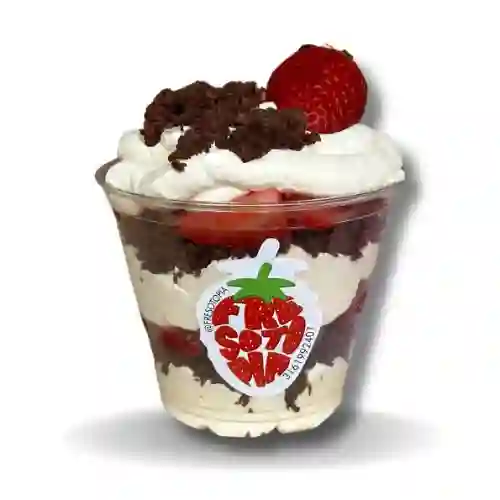 Fresas con Crema de Café y Brownie