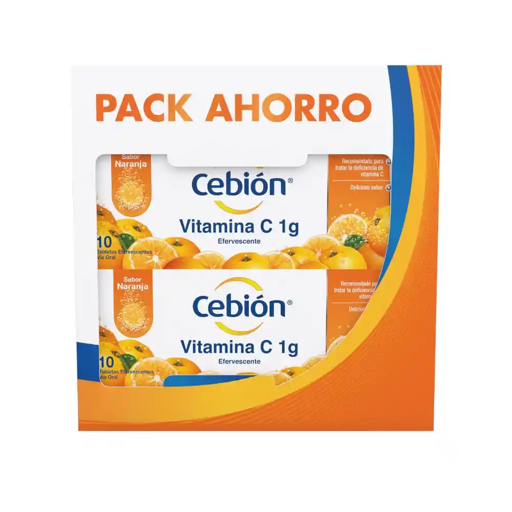 Duopack Cebion Vit C 1 G y Zinc T. Efervescentes Naranja Unid