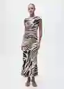 Vestido Zebri Crudo Talla L Mujer Mango