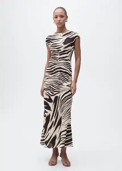 Vestido Zebri Crudo Talla L Mujer Mango