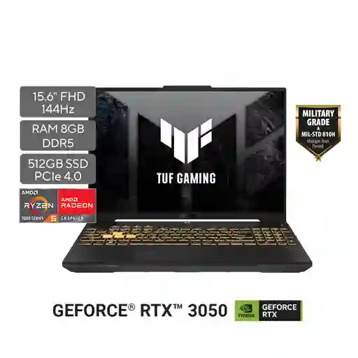 Computador Portátil Gaming Asus Tuf A506nc-hn002w - Amd Ryzen 5 - Ram 8gb - 512gb Ssd - Tarjeta Grafica Rtx3050 - Negro - 15.6"