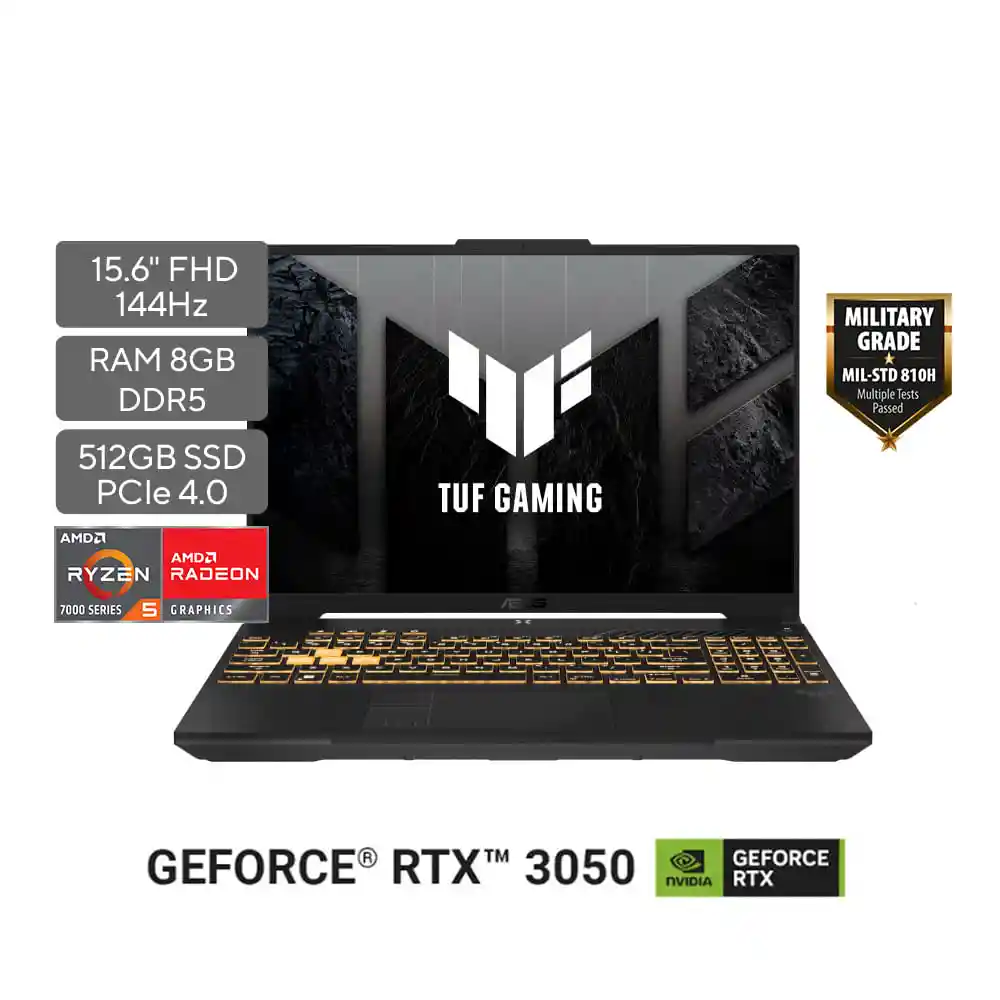 Computador Portátil Gaming Asus Tuf A506nc-hn002w - Amd Ryzen 5 - Ram 8gb - 512gb Ssd - Tarjeta Grafica Rtx3050 - Negro - 15.6"