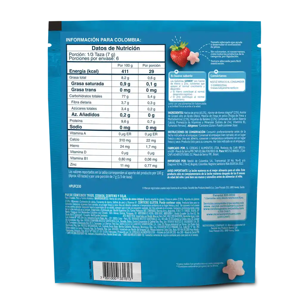 Snack para bebés GERBER Nutripuffs Banana Fresa Bolsa x 42g