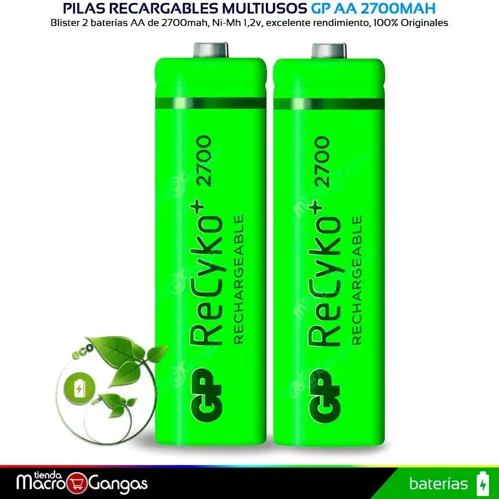 Gp Baterías/pilas Recargables Recyko Rechargable 2700 Series 2xaa 2700mah Verde