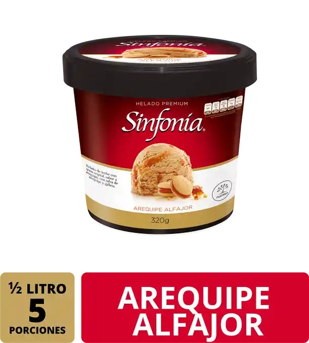 Sinfonía Helado Premium Sabor Arequipe Alfajor