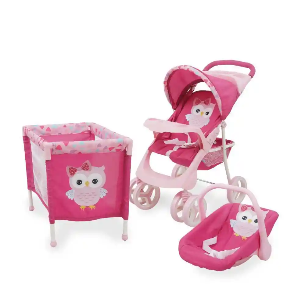 Bebesit Doll Kit Set de Juego Coche Corral y Porta Muñecas Búhos