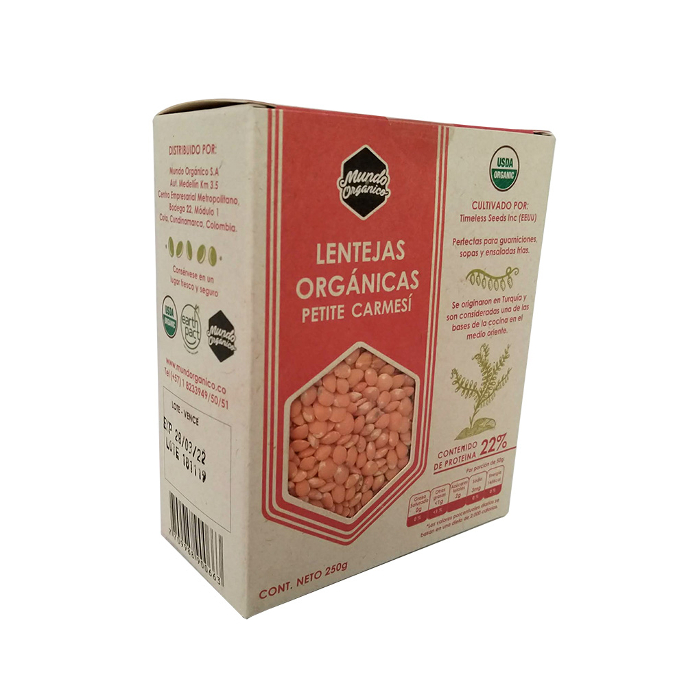 Mundo Orgánico Carulla Lentejas Petite Carmesí 250 g