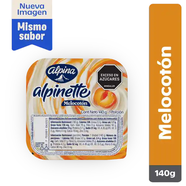 Alpinette Postre Refrigerado Sabor Melocotón