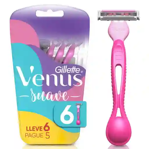 GILLETTE Venus Suave Cuchilla de Afeitar Mujer Depilación Coporal al Ras Máquina de Afeitar Mujer 6 Uds