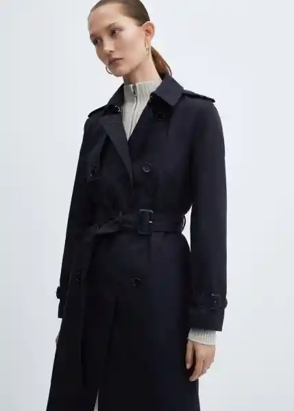 Gabardina Trench Polana Navy Talla M Mujer Mango