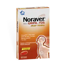 Noraver Gripa y Tos Fast Total (200 mg / 10 mg / 3.33 mg)
