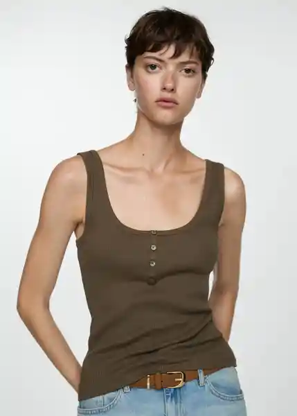 Top Brisa Khaki Talla S Mujer Mango