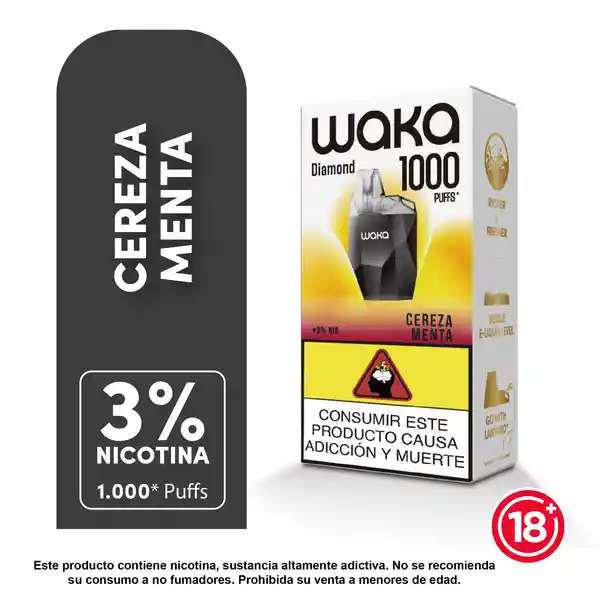 Waka Vapeador Mini Diamond Cherry Ice 3% 1000 Puff