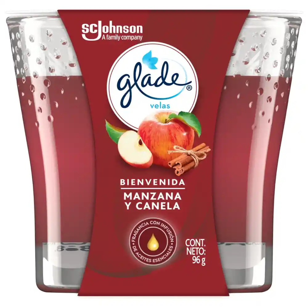 Glade Ambientador Vela Manzana y Canela 96 g