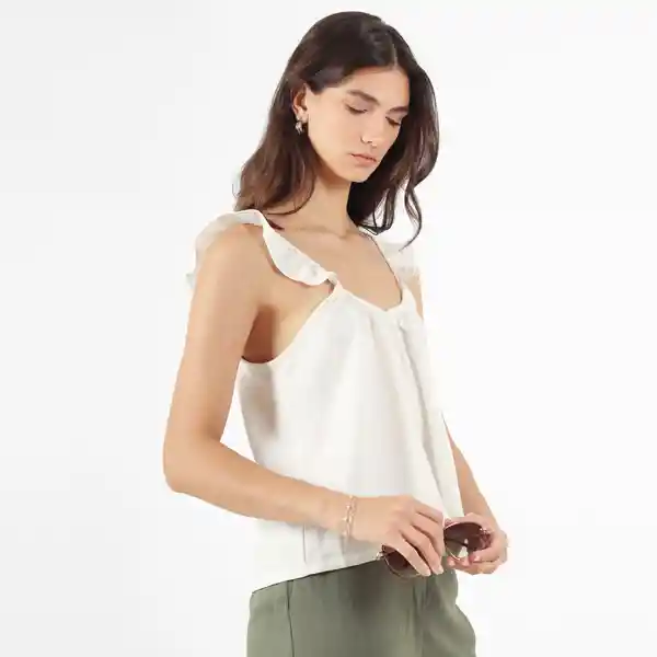 Blusa Cuello Strap Manga Tiras Blanco Talla XS 686938