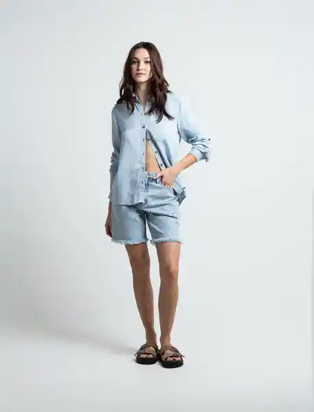 Camisa Pamar Mujer Azul Índigo Medio Talla M 412F350 Naf Naf