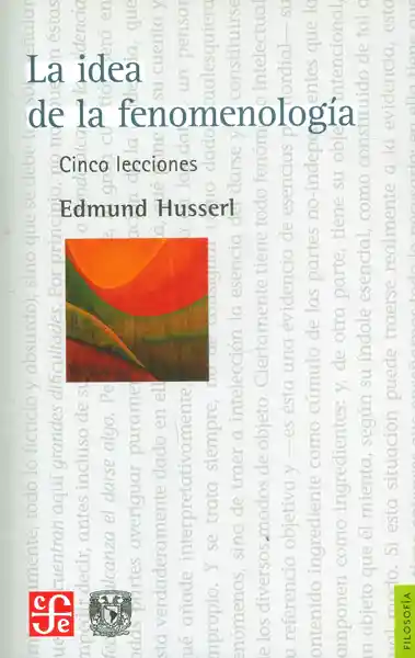 La Idea de la Fenomenología.Cinco Lecciones - Edmund Husserl