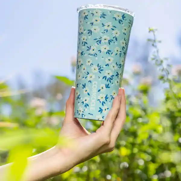 Corkcicle Vaso Tumbler Floral Azul 16 Oz