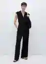 Enterizo Polito Negro Talla M Mujer Mango