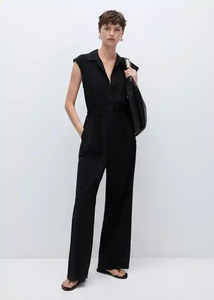 Enterizo Polito Negro Talla M Mujer Mango