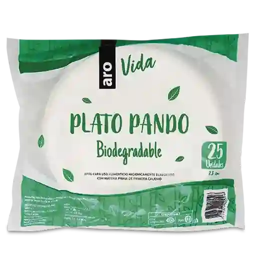 Plato Pando Vida Biodegradable 23 cm Aro