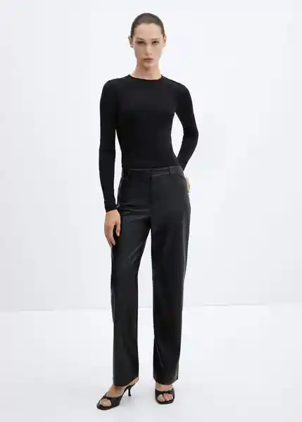 Pantalón High Negro Talla 40 Mujer Mango