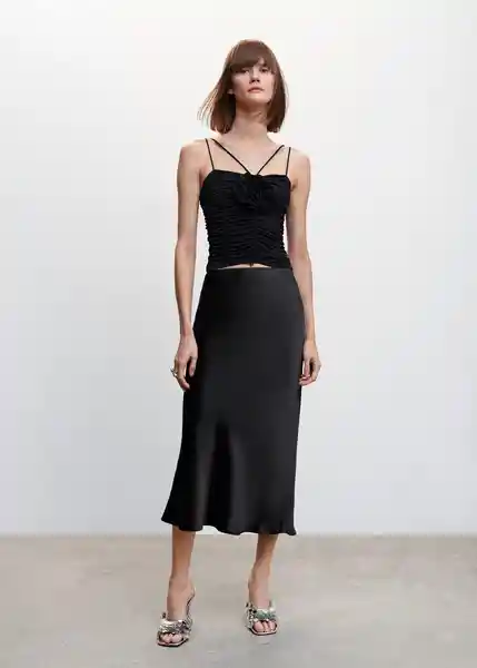 Falda Mia2 Negro Talla 24 Mujer Mango