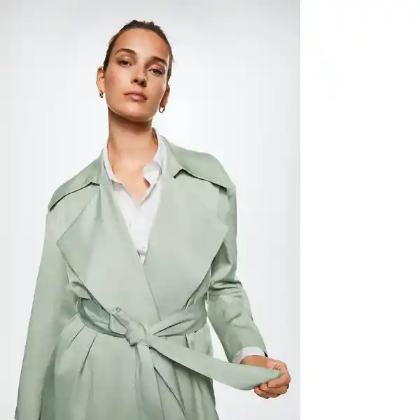 Trench Mare-A Verde Pastel Talla M Mujer Mango