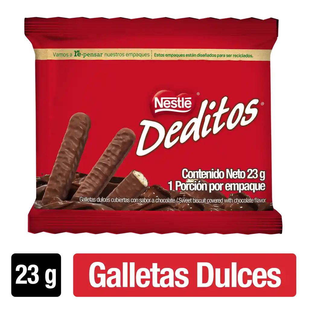 Galletas DEDITOS cubiertas con sabor a chocolate x 23g