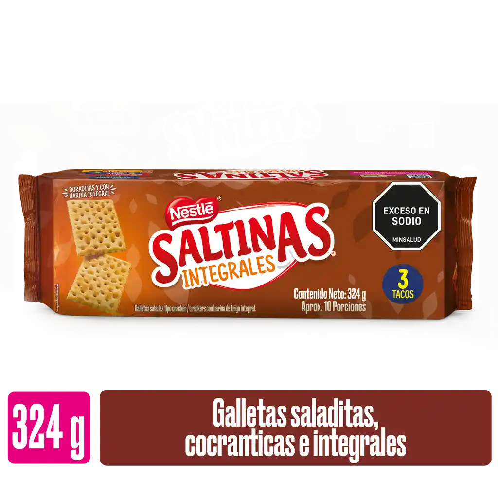 Saltinas Integrales galletas saladas x 3 tacos x 324g