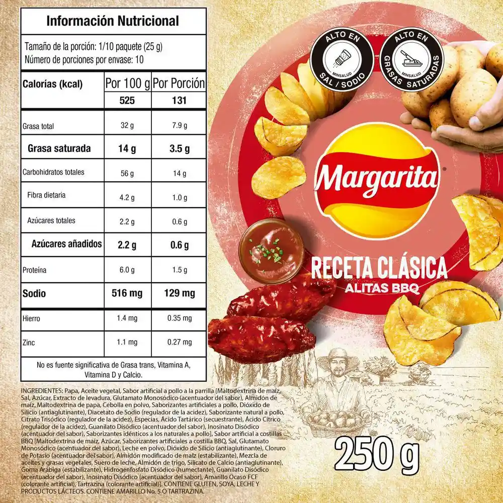 Margarita Papas Receta Clásica Sabor Alitas BBQ