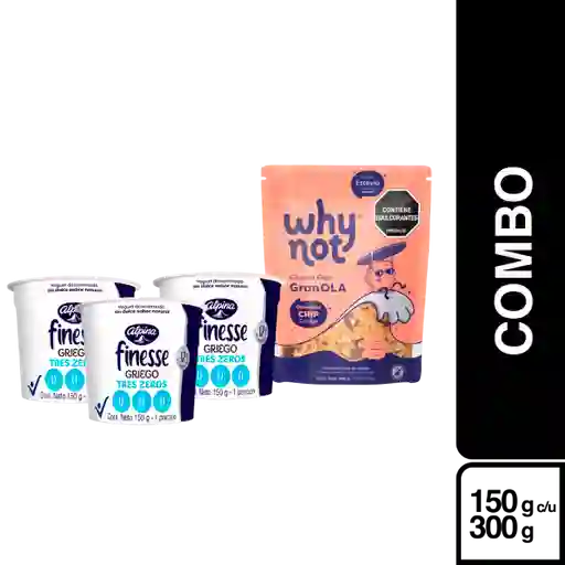 Combo Yogurt Griego Finesse Tres Zeros + Why Not Granola